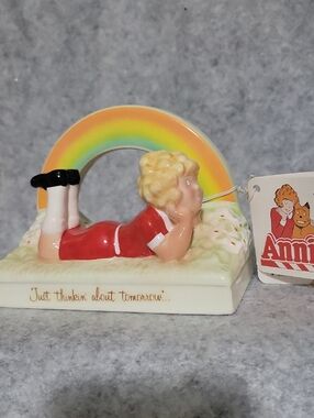 Annie Ceramic Figurine in Red with Rainbow Accent NEW